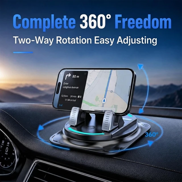 Alt view image 3 of 7 - Car Dashboard Phone Holder 360 Degree Rotatable Car Phone Holder 2026 New Non-Slip Dashboard Cell Phone Holder Universal Car Phone Mount Stand for Most Size PhonesB