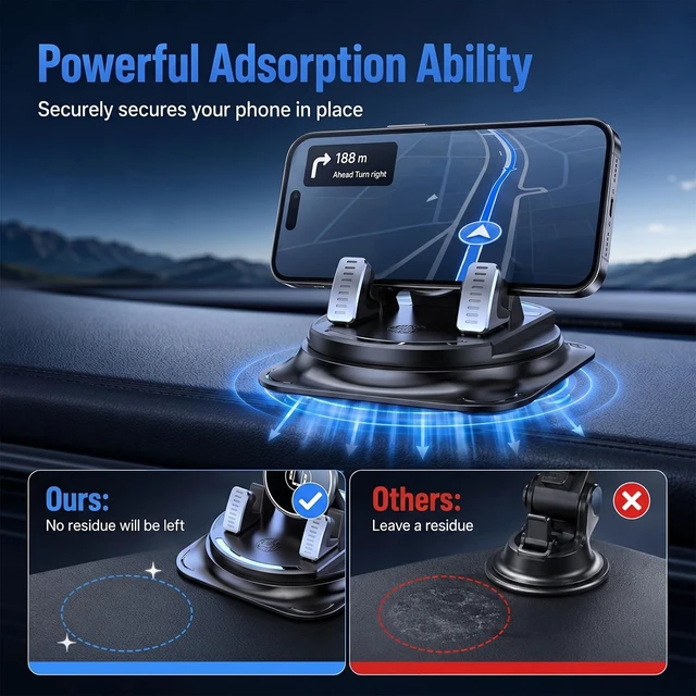 Alt view image 4 of 7 - Car Dashboard Phone Holder 360 Degree Rotatable Car Phone Holder 2026 New Non-Slip Dashboard Cell Phone Holder Universal Car Phone Mount Stand for Most Size PhonesB