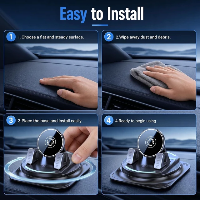 Alt view image 5 of 7 - Car Dashboard Phone Holder 360 Degree Rotatable Car Phone Holder 2026 New Non-Slip Dashboard Cell Phone Holder Universal Car Phone Mount Stand for Most Size PhonesB