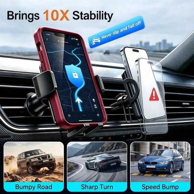 Alt view image 3 of 7 - Car Phone Holders with Metal Hook Clip Air Vent Phone Stand Car Mount