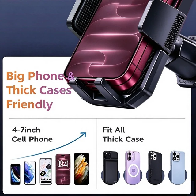 Alt view image 4 of 7 - Car Phone Holders with Metal Hook Clip Air Vent Phone Stand Car Mount