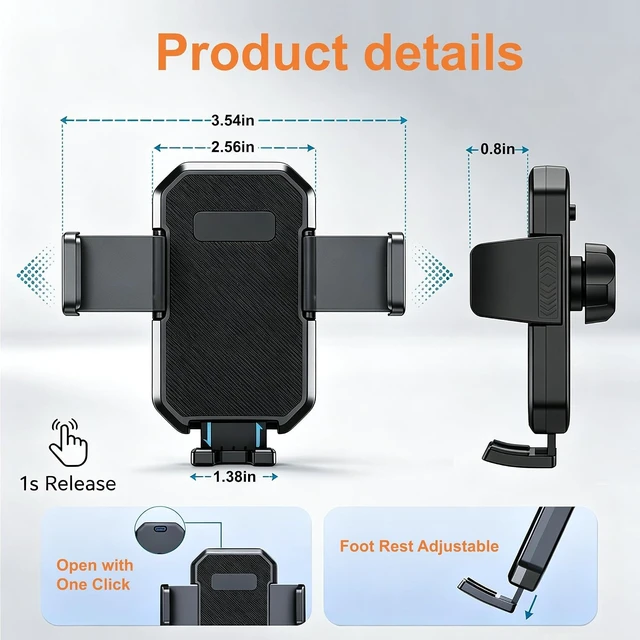 Alt view image 6 of 7 - Car Phone Holders with Metal Hook Clip Air Vent Phone Stand Car Mount
