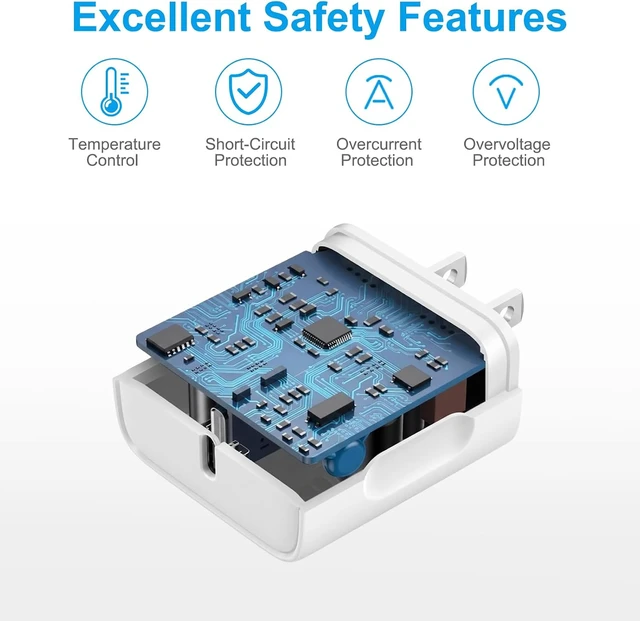 Alt view image 3 of 7 - iPhone 18 17 16 15 Charger Fast Charging 10FT - 20W USB C Charger Block