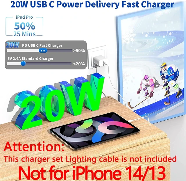 Alt view image 2 of 7 - Fast iPad Charger iPad Charger Fast Charging 2Pack Wall Chargers Plug Adapter Type C USB C to C Cable Cord 6ft for iPad Pro 12.9 iPad Pro 11/13inch(M4) iPad Air 5th/4th iPad mini 6/7 iPad 10/11th(A16)