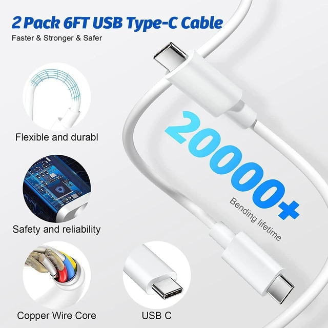 Alt view image 4 of 7 - Fast iPad Charger iPad Charger Fast Charging 2Pack Wall Chargers Plug Adapter Type C USB C to C Cable Cord 6ft for iPad Pro 12.9 iPad Pro 11/13inch(M4) iPad Air 5th/4th iPad mini 6/7 iPad 10/11th(A16)