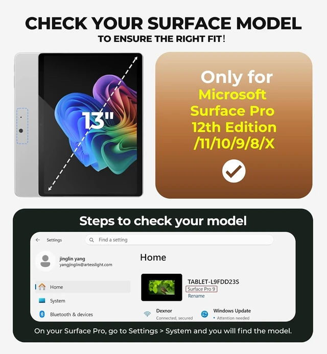 Alt view image 2 of 7 - ShielderGlass Screen Protector for Surface Pro 12th/11/10/9/8/X 13