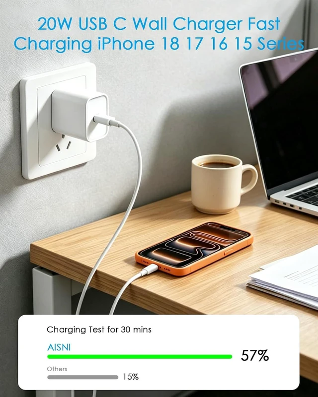 Alt view image 4 of 7 - 20W USBC Charger Block for iPhone 18/17/16/15 Charger Fast Charging