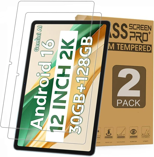 Main image of 2 Pack Screen Protector for SVITOO Tab 12/P12 Android 16 Tablet Anti-Scratch 9H Tempered Glass Film Guard for FIRYMID 12 Inch/Relndoo TAB9 12 inch Tablets