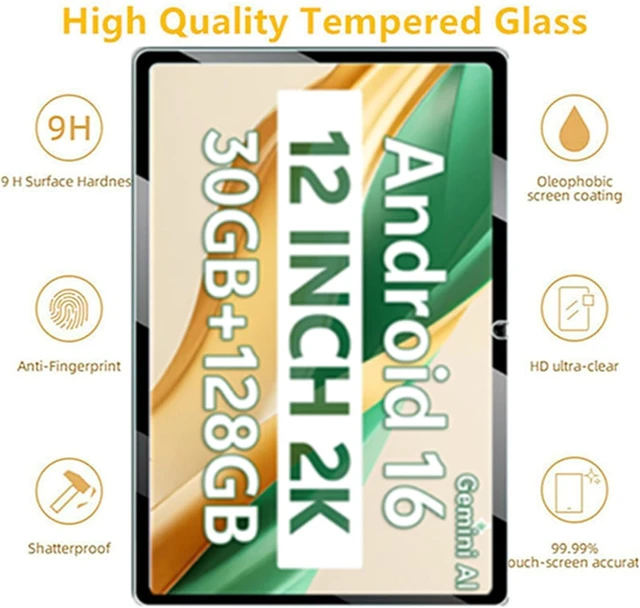 Alt view image 3 of 6 - 2 Pack Screen Protector for SVITOO Tab 12/P12 Android 16 Tablet Anti-Scratch 9H Tempered Glass Film Guard for FIRYMID 12 Inch/Relndoo TAB9 12 inch Tablets