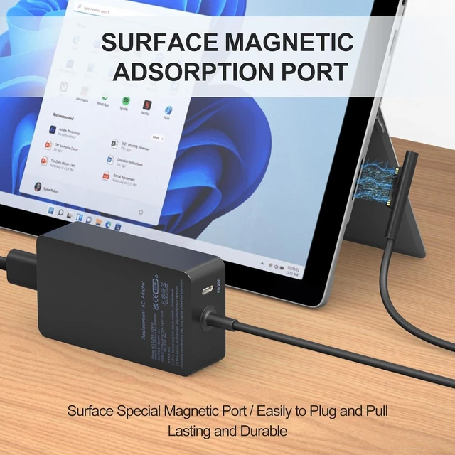 Alt view image 5 of 7 - 65W Surface Laptop Charger for Microsoft Surface Pro 11/10/9/8/7/7+/6/5/4/3/X Surface Laptop 7/6/5/4/3/2 Surface Go 4/3/2 Surface Book 3/2/1 Surface Pro Charger 9ft