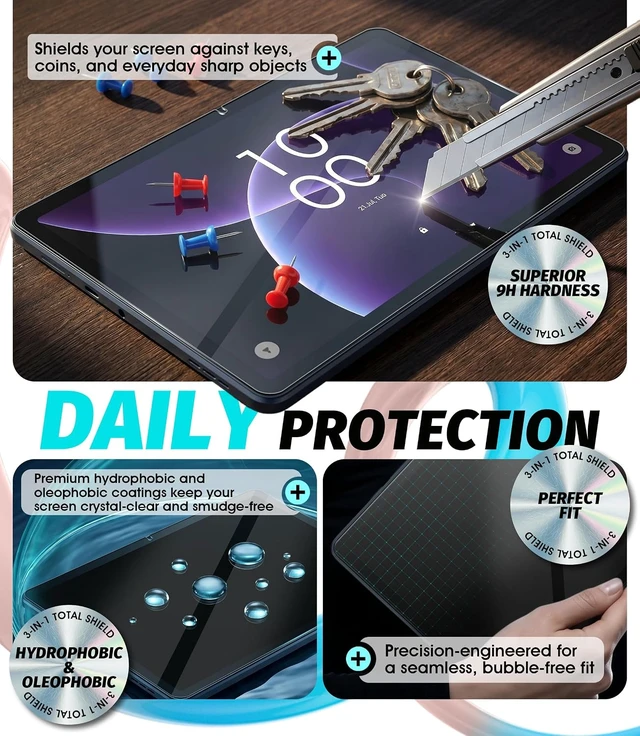 Alt view image 2 of 6 - (3 Pack Tempered Glass Screen Protector Compatible for TCL TAB 10 Gen 4 10.1 inch Protector De Pantalla 9H High Definition Anti-Scratch Bubble-Free