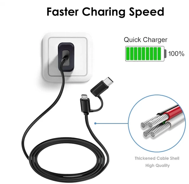 Alt view image 4 of 5 - Replacement Fast Charger Adapter for Kindle Paperwhite 2-14th Oasis E-Reader Voyage Kindle Colorsoft Fire HD 6 7 8 10 MAX 11 Kids Tablet Onn Charging Cable Micro USB & USB Type C Cord & More