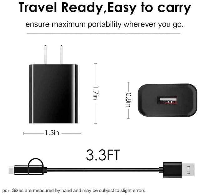 Alt view image 5 of 5 - Replacement Fast Charger Adapter for Kindle Paperwhite 2-14th Oasis E-Reader Voyage Kindle Colorsoft Fire HD 6 7 8 10 MAX 11 Kids Tablet Onn Charging Cable Micro USB & USB Type C Cord & More