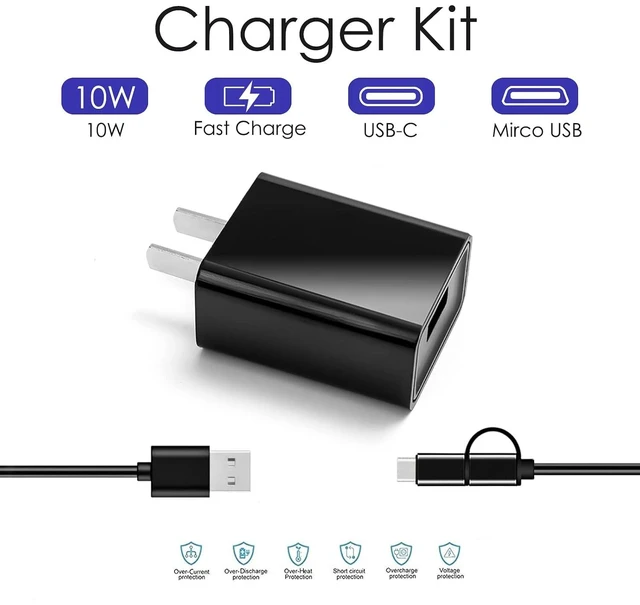 Alt view image 3 of 5 - Replacement Fast Charger Adapter for Kindle Paperwhite 2-14th Oasis E-Reader Voyage Kindle Colorsoft Fire HD 6 7 8 10 MAX 11 Kids Tablet Onn Charging Cable Micro USB & USB Type C Cord & More