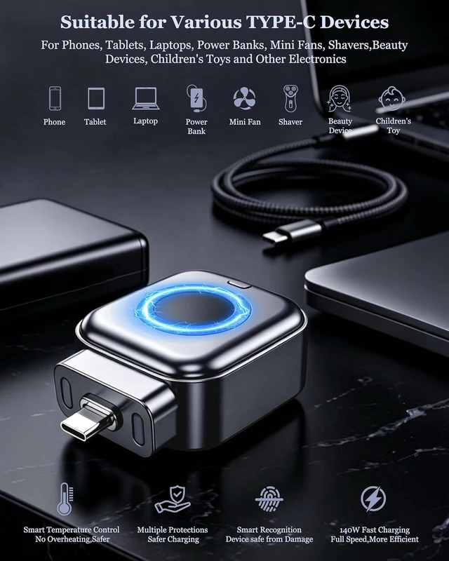 Alt view image 3 of 7 - Smart Auto Stop Charging Adapter : Supports Up to PD 140W Fast Charger with Physical Cut-Off Auto Power-Off Timer for Phone Tablet & All Type-C Devices Prevents Overcharging Extends Battery Life