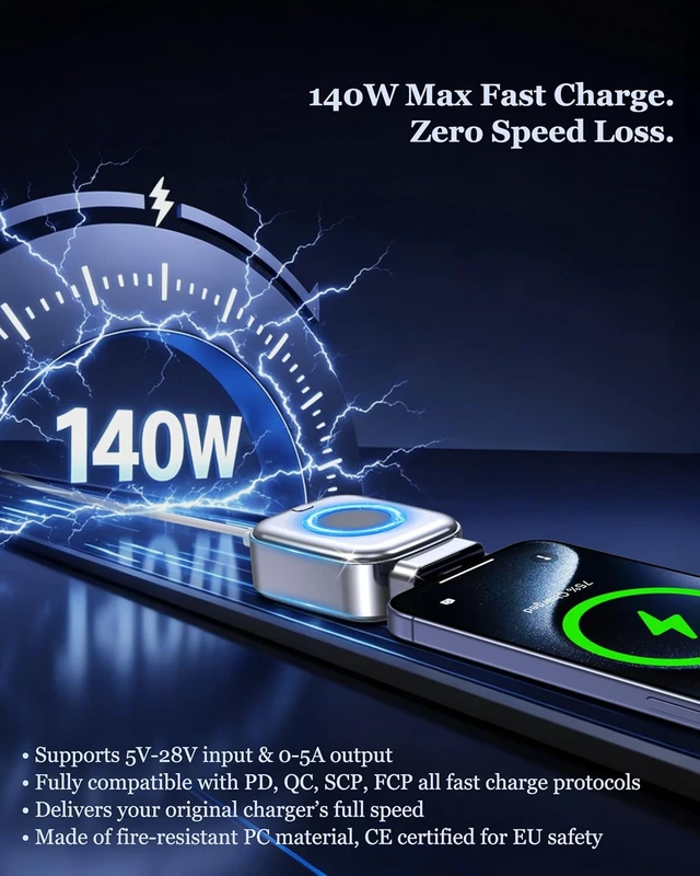 Alt view image 6 of 7 - Smart Auto Stop Charging Adapter : Supports Up to PD 140W Fast Charger with Physical Cut-Off Auto Power-Off Timer for Phone Tablet & All Type-C Devices Prevents Overcharging Extends Battery Life