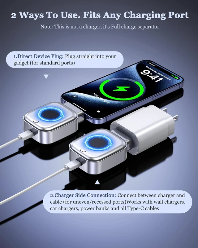Alt view image 7 of 7 - Smart Auto Stop Charging Adapter : Supports Up to PD 140W Fast Charger with Physical Cut-Off Auto Power-Off Timer for Phone Tablet & All Type-C Devices Prevents Overcharging Extends Battery Life