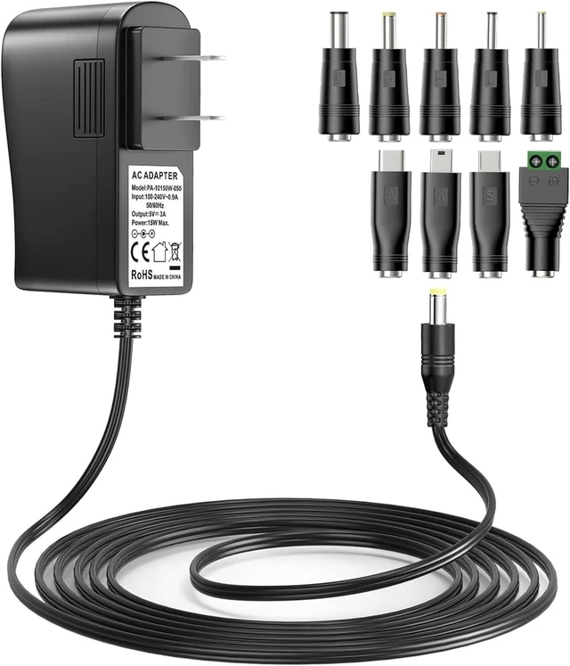 Main image of Nextbook Tablet Charger Adapter 5V 3A 2A 2.5A 1A AC DC Adapter w/ 9 Tips for Amazon Fire USB Hub TV Box LED Pixel Light Camera Speaker GPS Toys Webcam Router Power Supply Cord