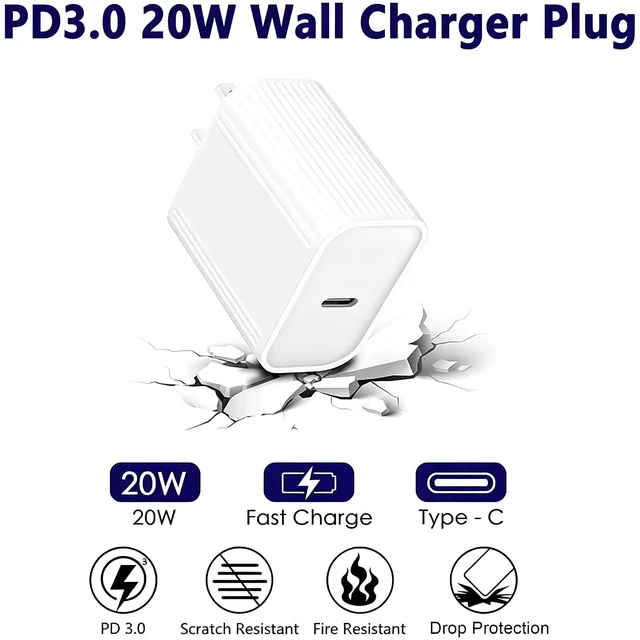 Alt view image 4 of 7 - iPhone Fast Charger Cable Fast Charger iPhone 20W PD USB C Wall Charger Type C Power Adapter Lightning Cable Fast Charging Plug Compatible with iPhone14/13 Pro/12/11/XS/Max/XR/X/8 Plus/SE 2022 iPad