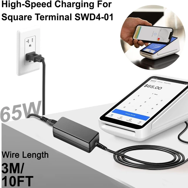 Alt view image 2 of 7 - 65W USB Type C Charger for Goal Zero Sherpa 100AC Nintendo Switch 2 Square Terminal SWD4-01 SPD2-01 SPD2-01-A A-SKU-0584-A5 Contactless Magstripe Chip Reader Peloton Bike+ Plus PL-02 Power Adapter