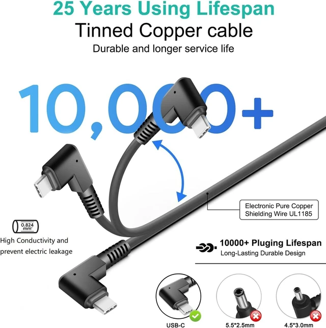 Alt view image 4 of 7 - 65W USB Type C Charger for Goal Zero Sherpa 100AC Nintendo Switch 2 Square Terminal SWD4-01 SPD2-01 SPD2-01-A A-SKU-0584-A5 Contactless Magstripe Chip Reader Peloton Bike+ Plus PL-02 Power Adapter