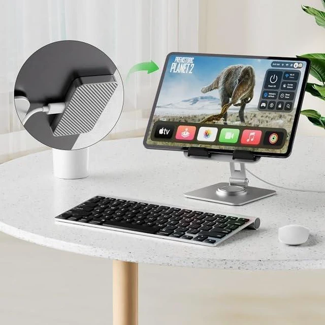 Alt view image 5 of 7 - Magnetic Wireless Charger for iPad Pro 12.9inch(3rd/4th/5th/6th) & iPad Air 13 (M2/M3) ONLY 27W Fast Charging Smart Connector Charger Aluminum Alloy Wireless Charging Pad with USB-C Cord Cable