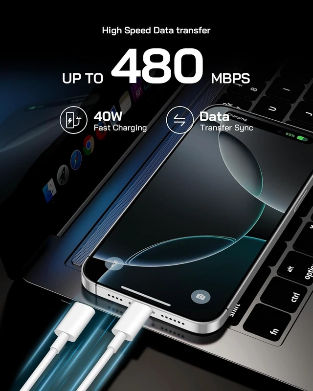 Alt view image 5 of 7 - 40W Type C Charger Fast Charging for iPhone Duo/18 Pro Max/17/16/15 Charger