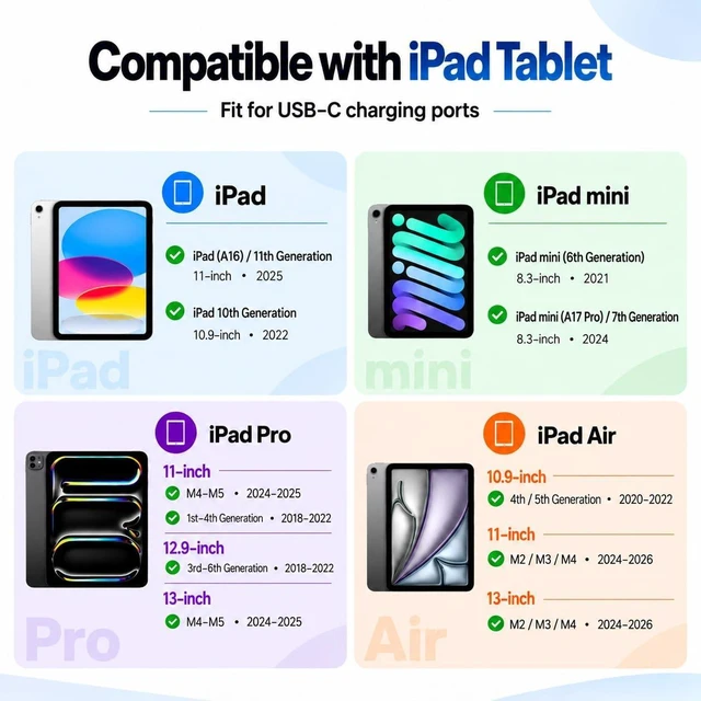 Alt view image 2 of 6 - 6FT 20W USB-C Fast Charger Fit for iPad 10th/11th A16 Generation Tablet