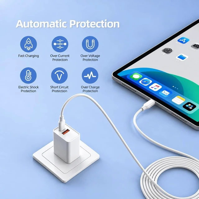 Alt view image 5 of 6 - 6FT 20W USB-C Fast Charger Fit for iPad 10th/11th A16 Generation Tablet