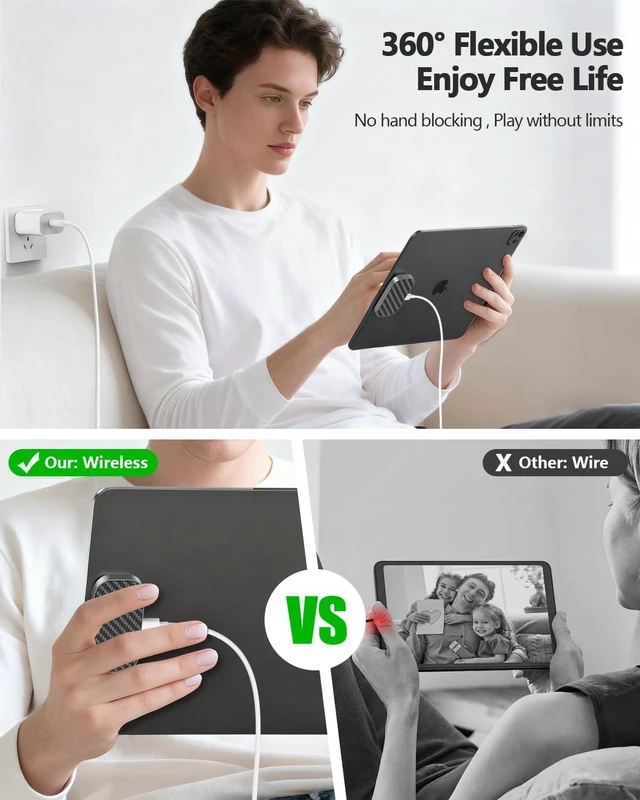 Alt view image 3 of 7 - Magnetic Wireless Charger for iPad Pro 12.9inch(3rd/4th/5th/6th) & iPad Air 13 (M2/M3) ONLY 27W Fast Charging Smart Connector Charger Wireless Charging Pad