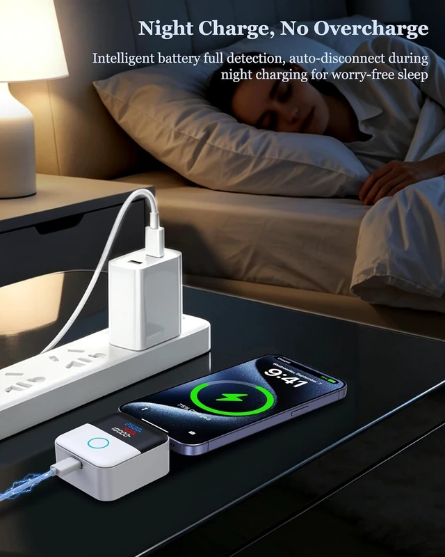 Alt view image 2 of 7 - 140W Smart Auto Stop Charging Adapter : Ai Auto Power Off Charger Protector