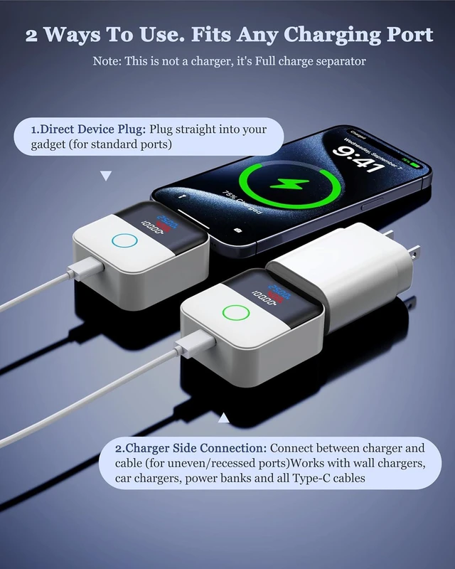 Alt view image 7 of 7 - 140W Smart Auto Stop Charging Adapter : Ai Auto Power Off Charger Protector