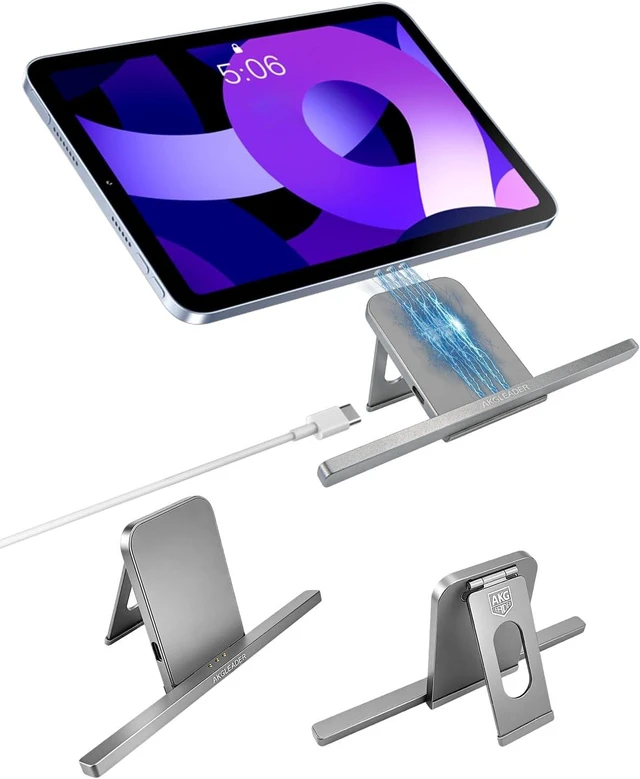 Main image of Magnetic Wireless Charger Stand for ipad Charger 10th Generation(A14) & ipad(A16) Only 18W iPad Fast Charging Smart Connector Alloy Wireless Charging Pad Portable Foldable Tablet Holder for Desk