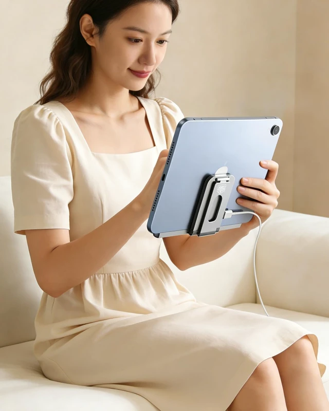 Alt view image 6 of 7 - Magnetic Wireless Charger Stand for ipad Charger 10th Generation(A14) & ipad(A16) Only 18W iPad Fast Charging Smart Connector Alloy Wireless Charging Pad Portable Foldable Tablet Holder for Desk