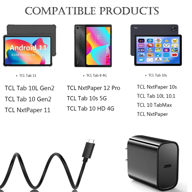 Alt view image 2 of 7 - 20W USB-C Fast Charging Fit for TCL Tablet Charger - (for TCL NXTPAPER 14/11/11 PLUS TAB 10 NXTPAPER 5G TAB PRO 5G TAB 10 GEN 2 TABMAX 10.4 TAB 8 PLUS/LE/SE Charging Cable Power Adapter Cord)