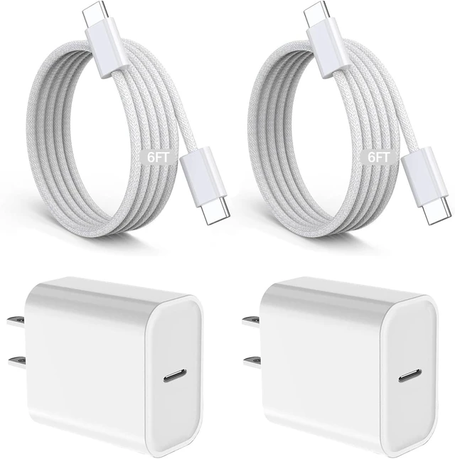 Main image of iPad Fast Charger 2 Pack 20W USB C Charging Block Charge Adapter for iPad Charger with 6FT USB C Woven Fast Charging Cable for iPad Pro 13/12.9/11inch iPad Air 5th/4 iPad mini 6/7 i-Pad 11 A16