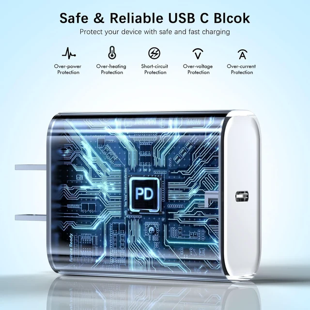 Alt view image 4 of 7 - iPad Fast Charger 2 Pack 20W USB C Charging Block Charge Adapter for iPad Charger with 6FT USB C Woven Fast Charging Cable for iPad Pro 13/12.9/11inch iPad Air 5th/4 iPad mini 6/7 i-Pad 11 A16