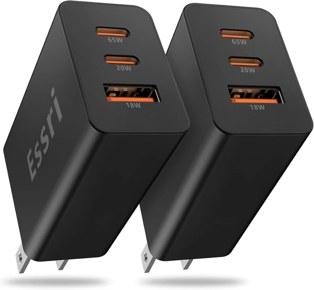 Main image of 2-Pack 65W USB C Charger Block 3-Port PD 3.0 Fast Charging Wall Plug