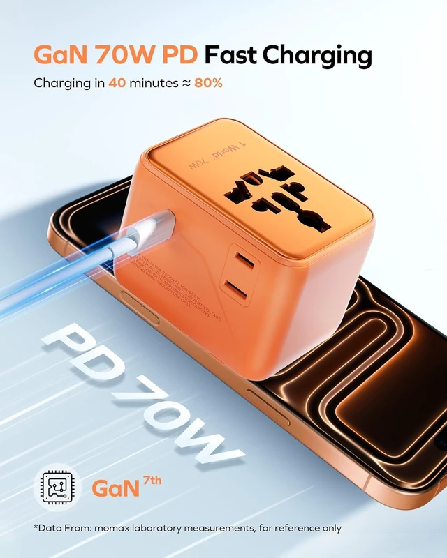 Alt view image 4 of 7 - 70W Universal Travel Adapter 7-in-1 GaN International Power Adapter