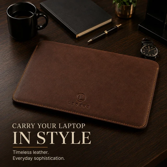 Alt view image 7 of 7 - Leather Laptop Sleeve 13 inch Full Grain Leather Computer Case