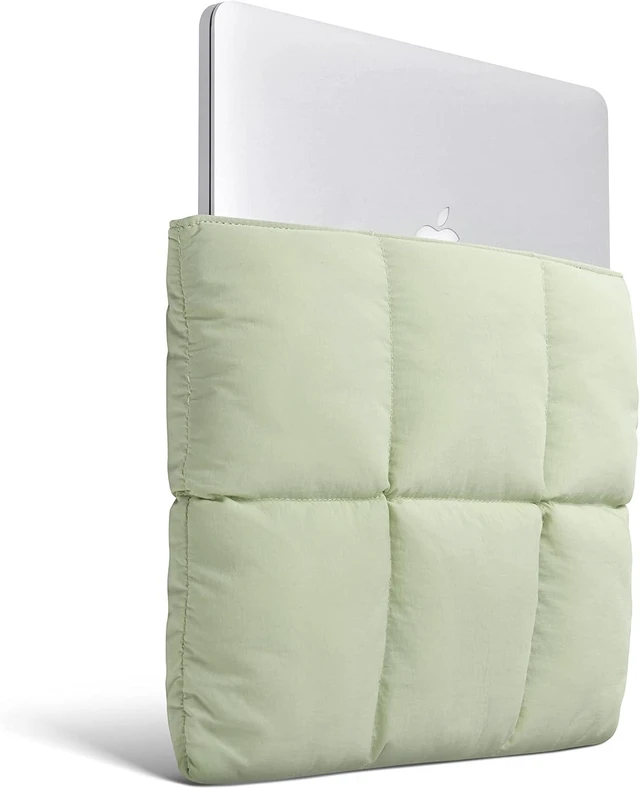 Alt view image 2 of 5 - Puffy Laptop Sleeve 13 Inch 14 Inch Quilted Puffer Laptop Carrying Case for Women Pillow Case Compatible with MacBook Air/Pro M5 M4 M3 M2 Pro/Max 2026 13 MacBook Neo A18 Sage