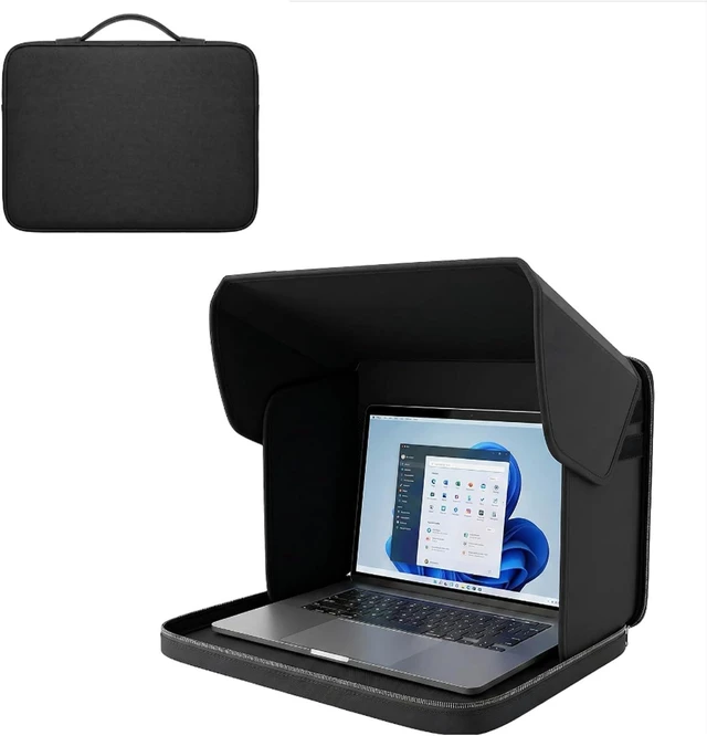 Main image of 2-in-1 Laptop Bag Laptop Sun Shade Polyester Heat Insulated Waterproof Screen Hood Portable Anti-Glare Laptop Protector for Outdoor Work fits 13/14/15/16/17 inch notebooks