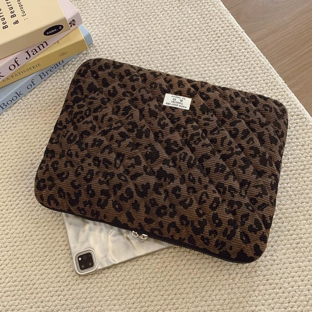Alt view image 4 of 6 - Leopard Puffy Laptop Sleeve 15 Inch Cheetah Print Quilted Laptop Case Protective Padded Computer Sleeve for MacBook