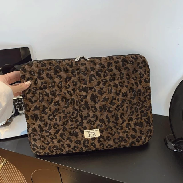 Alt view image 6 of 6 - Leopard Puffy Laptop Sleeve 15 Inch Cheetah Print Quilted Laptop Case Protective Padded Computer Sleeve for MacBook