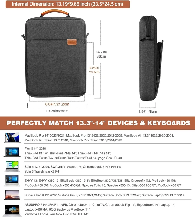 Alt view image 2 of 7 - 13.3-14 Inch Laptop Sleeve Carrying Bag with Shoulder Strap & Handle