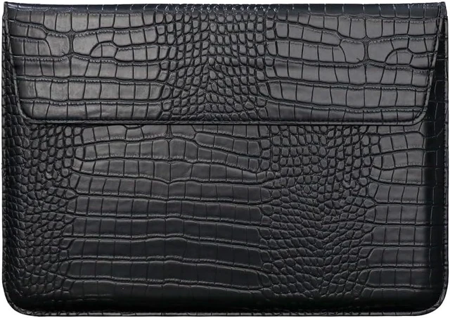 Main image of Black Crocodile Leather Sleeve for 13-13.6 Laptops Stand Function