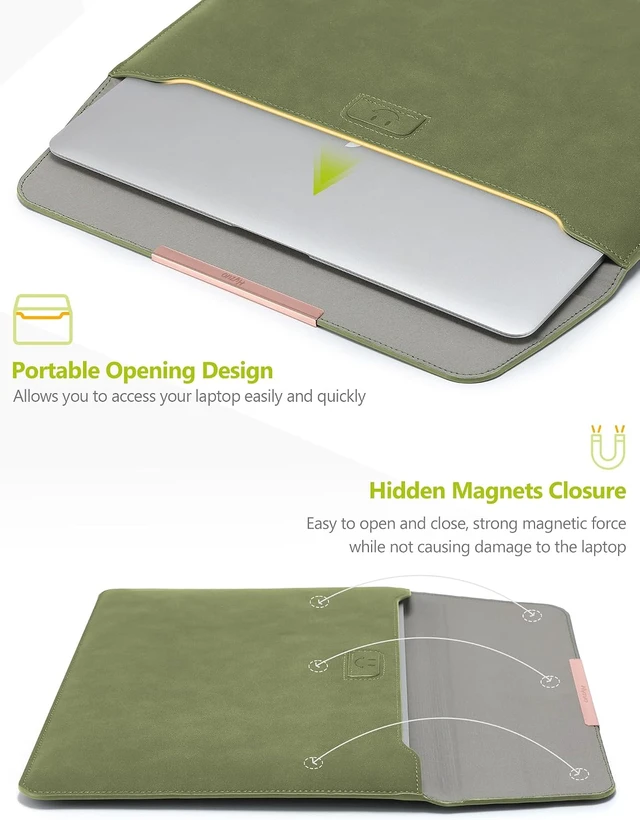 Alt view image 4 of 7 - 15 Inch Laptop Sleeve Case Bag with Stand Feature Olive Green