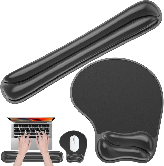 Main image of Gel Wrist Rest Mouse Pad Set Ergonomic Support for Office Gaming