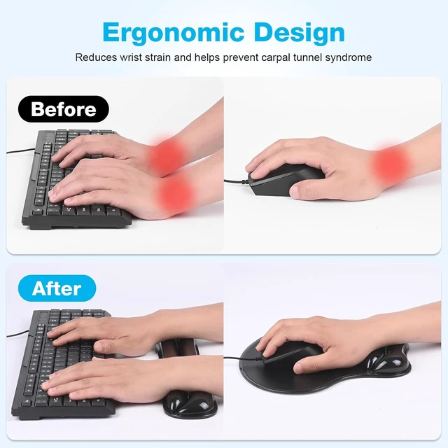 Alt view image 2 of 7 - Gel Wrist Rest Mouse Pad Set Ergonomic Support for Office Gaming