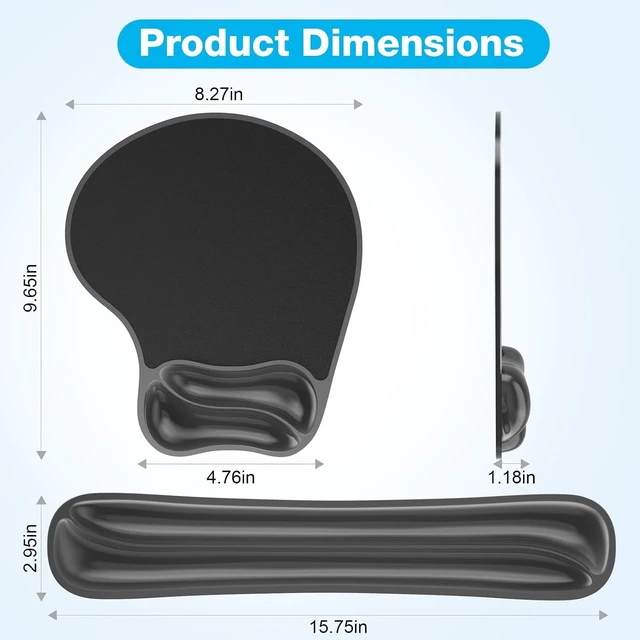 Alt view image 5 of 7 - Gel Wrist Rest Mouse Pad Set Ergonomic Support for Office Gaming